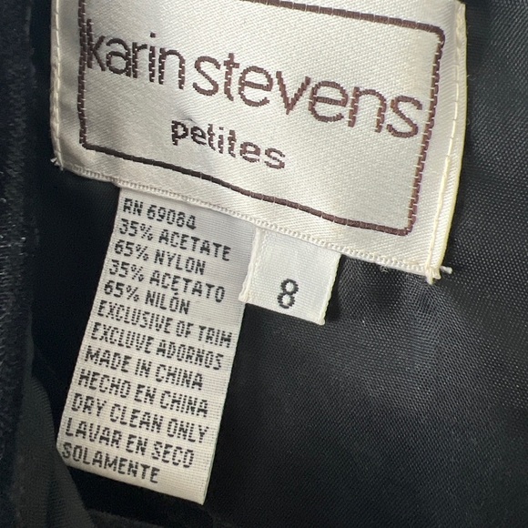 Karin Steven Petites Black Velvet Dress With Back Slit In Size 8 - Picture 4 of 9